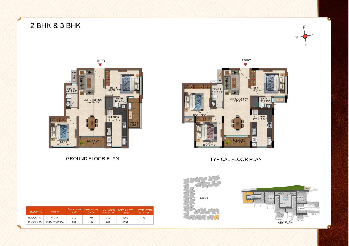 2BHK -1059sqft 3BHK - 1232