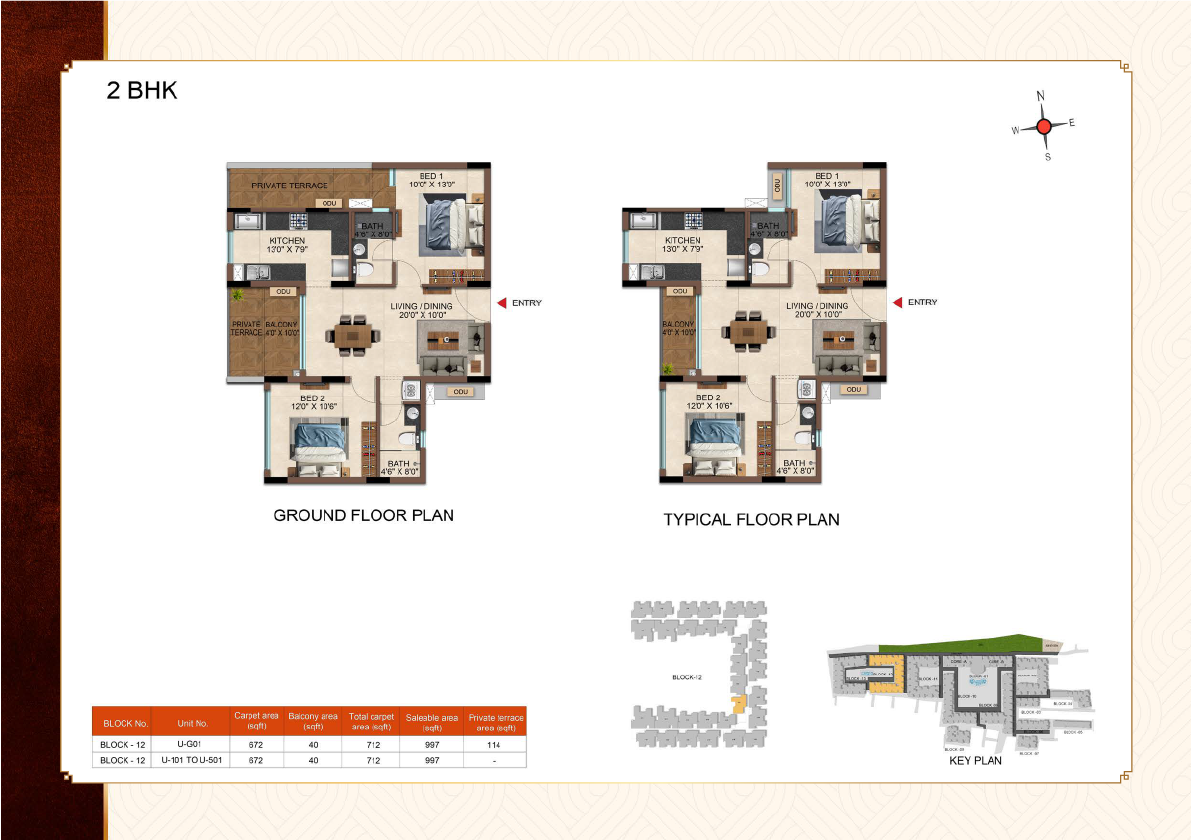 2BHK - 997sqft