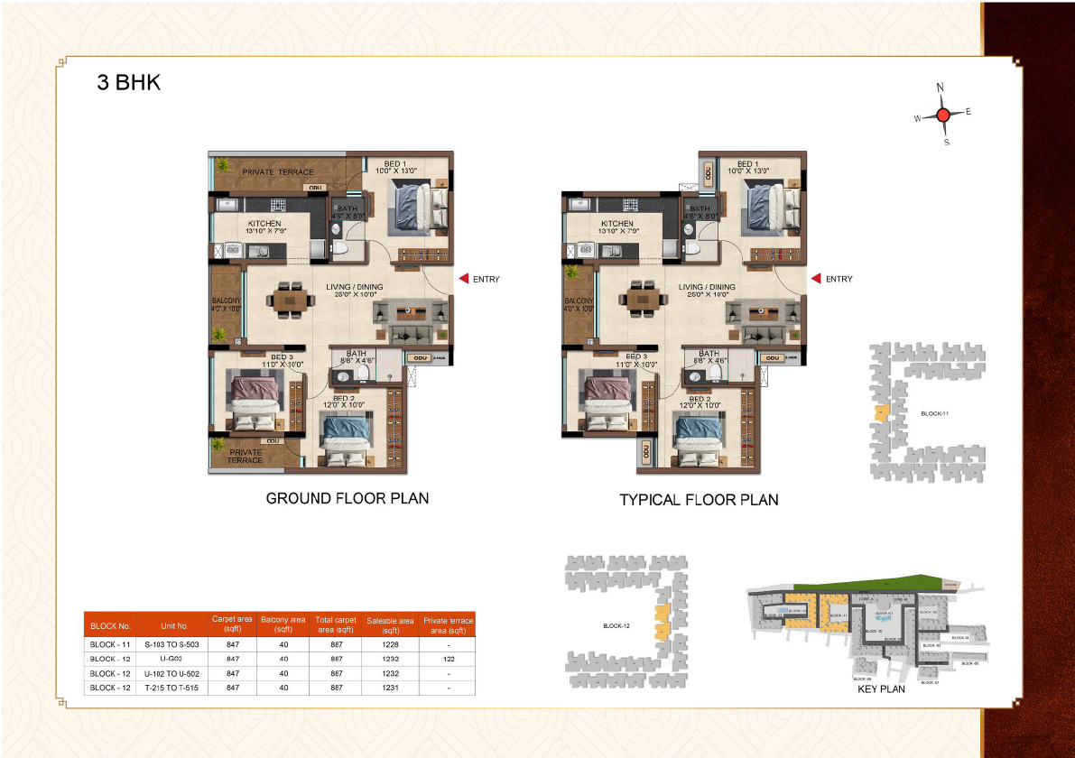 3BHK -1232sqft